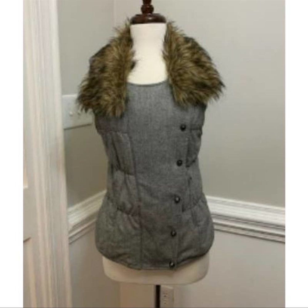 MM Couture by Miss Me Gray Wool Blend Puffer Vest XS